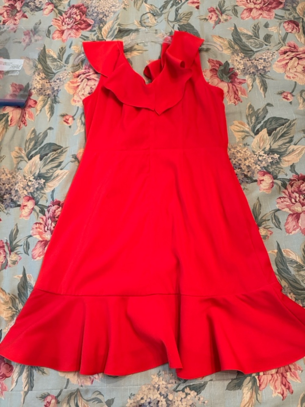 Red Ruffle Wrap Dress - Picture 5 of 5